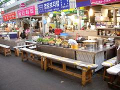 Traditional Korean dishes in a restaurant