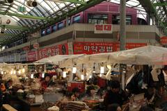 aerial view of Gwangjang Market in Jongno, South Korea