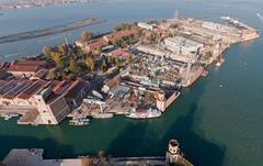 Aerial view of the Arsenale area in Venice