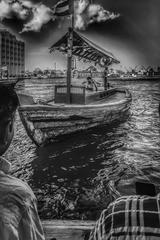 Abra boat at Dubai Creek in Old Dubai, UAE