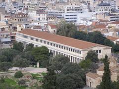 View of Stoa of Attalus from Areopagus in Athens