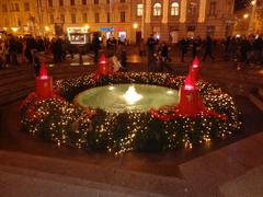 Ban Josip Jelačić Square Zagreb at Christmas 2015 with Manduševac Fountain