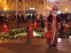 Saint Nicholas performer at Ban Josip Jelačić Square in Zagreb, Croatia