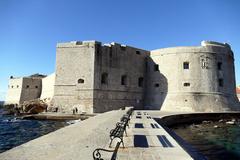 Aerial view of Dubrovnik's Old Town with clear blue skies