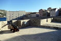 Dubrovnik Old City Walls with a clear blue sky