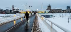 Baltasis Tiltas over Neris River in Vilnius during December