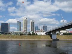 View across the Neris river towards modern Vilnius