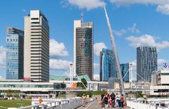 Vilnius New City Center from the White Bridge in summer