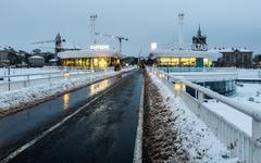 Baltasis Tiltas Bridge in Vilnius during December