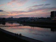 Sunset over the skyline of Vilnius