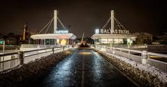 Vilnius cityscape in December with Baltasis Tiltas bridge