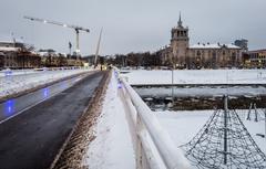 White Bridge over Neris River in Vilnius in December