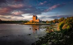 Dunguaire Castle at sunset on the shores of Galway Bay