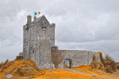 Dunguaire Castle glowing gold HDR