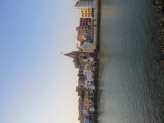 Coastal view of Dwarka with prominent temple structures