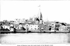 View of Dwarka from the south bank of the Ghumpti Gomti creek, 1909