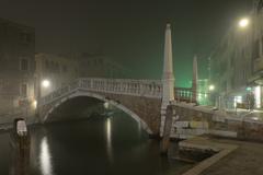 Ponte delle Guglie bridge in Venice at night