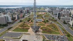 Brasília skyline with iconic modernist architecture and blue sky