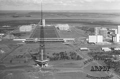 Aerial view of Brasília with prominent landmarks including the TV Tower