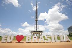 EU ♥ BRASÍLIA sign in front of the Brasilia TV tower