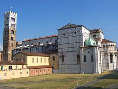 Lucca Cathedral facade with bell tower