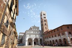 Scenic view of Lucca with historic buildings