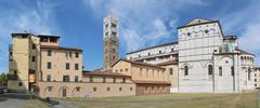 backside of Lucca Cathedral and Campanile in Tuscany