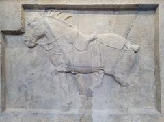 Limestone relief of Quanmaogua, one of the Six Steeds of Zhao Mausoleum, with nine arrows in its body