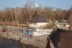 Isar River Oberföhring weir with power station