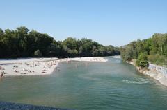 Isar River at the Oberföhring weir in Munich