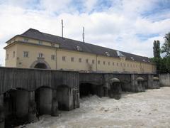 Stauwehr Oberföhring during flood in Munich, June 2013