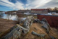 view towards Tykistölahti and Susisaari from Iso Mustasaari in Suomenlinna, Helsinki, Finland