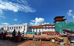 Basantapur Durbar Square in Kathmandu with Gaddi Baitak and other historical buildings