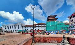 Basantapur Hanumandhoka Durbar Square in Kathmandu with reconstructed Gaddi Baithak and nine-storey palace