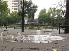 Water jets in front of the Fountain of Cibeles in Mexico City