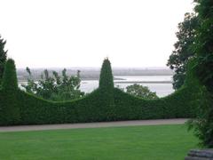 Scenic view of the Roman Garden with stone pathways and lush greenery