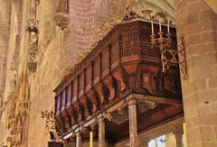 Interior view of the Catedral-Basílica de Santa María in Palma de Mallorca showing gothic architecture