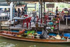 Canal tour at Floating Market in Taling Chan, Bangkok, Thailand