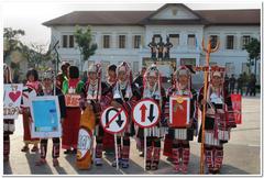 Festival in Chiang Mai, Thailand with parade and dancers