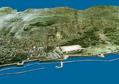 Model of Gibraltar showcasing South Front defenses, Grand Parade Ground, Alameda Gardens, and King Charles V wall