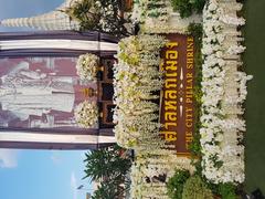 Bangkok city pillar shrine at dusk in Thailand