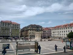 Lisbon cityscape with red rooftops and river view