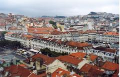 Lisbon cityscape with historic buildings and the Tagus River