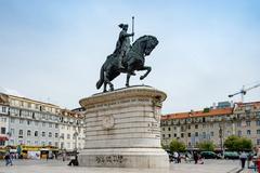 Baixa Pombalina neighborhood in Lisbon with shops and buildings