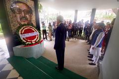 U.S. Secretary of State John Kerry laying a wreath in Dhaka