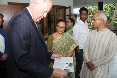 Undersecretary Shannon and Ambassador Bernicat at the Bangabandhu Sheikh Mujibur Rahman Memorial Museum