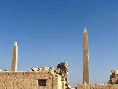 Ancient Egyptian obelisks in Karnak Temple, Thebes