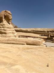 The Great Sphinx of Giza with the Pyramids of Giza in the background