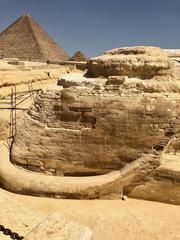 The Great Sphinx of Giza with the Pyramids in the background