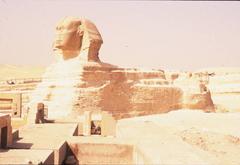 Pyramids of Giza with a dramatic sky